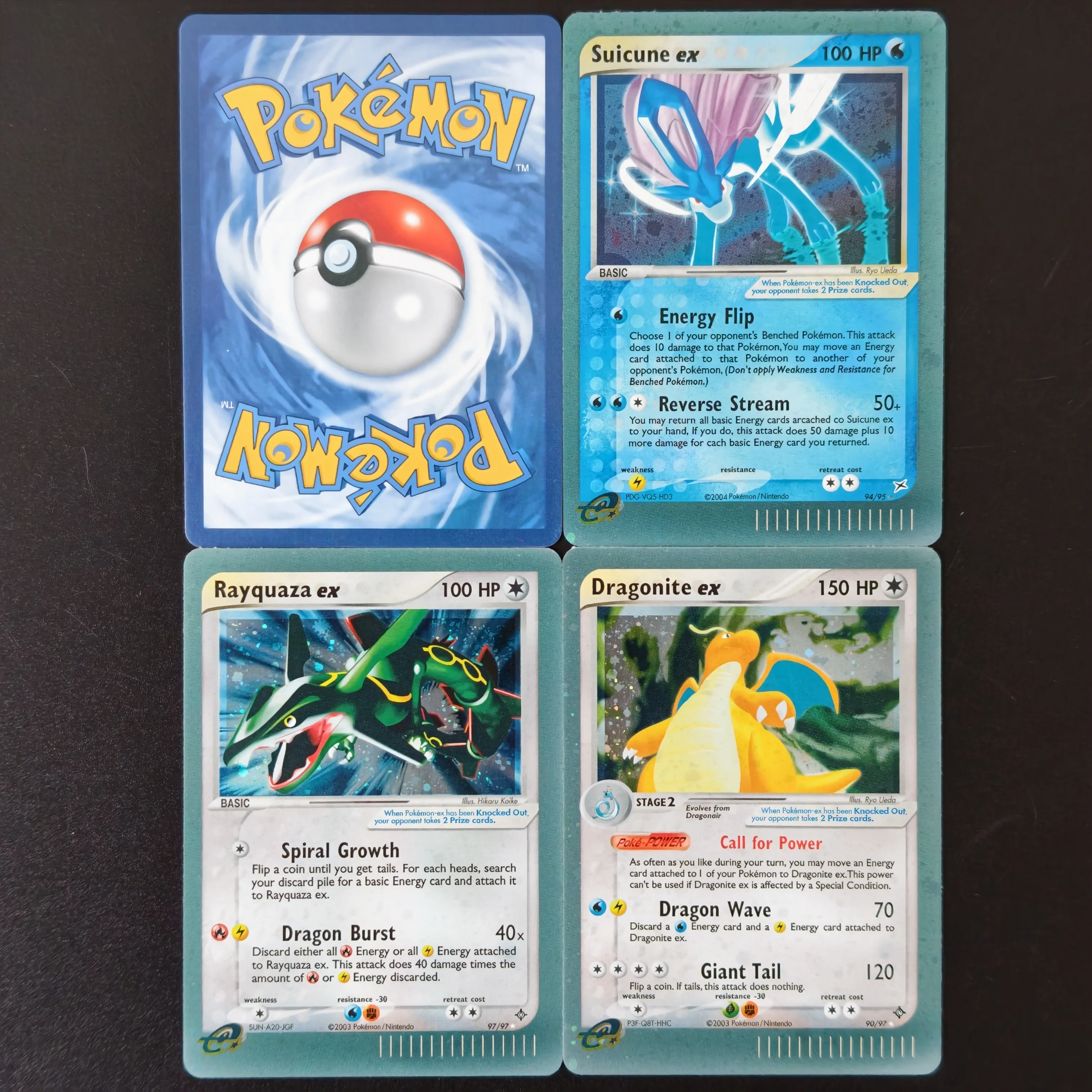 Proxy TCG Pokemon EX Series Cards English Base Set Holo Rare Cards 3Pcs Suicune Rayquaza Dragonite ex Collection Replica Cards view 2