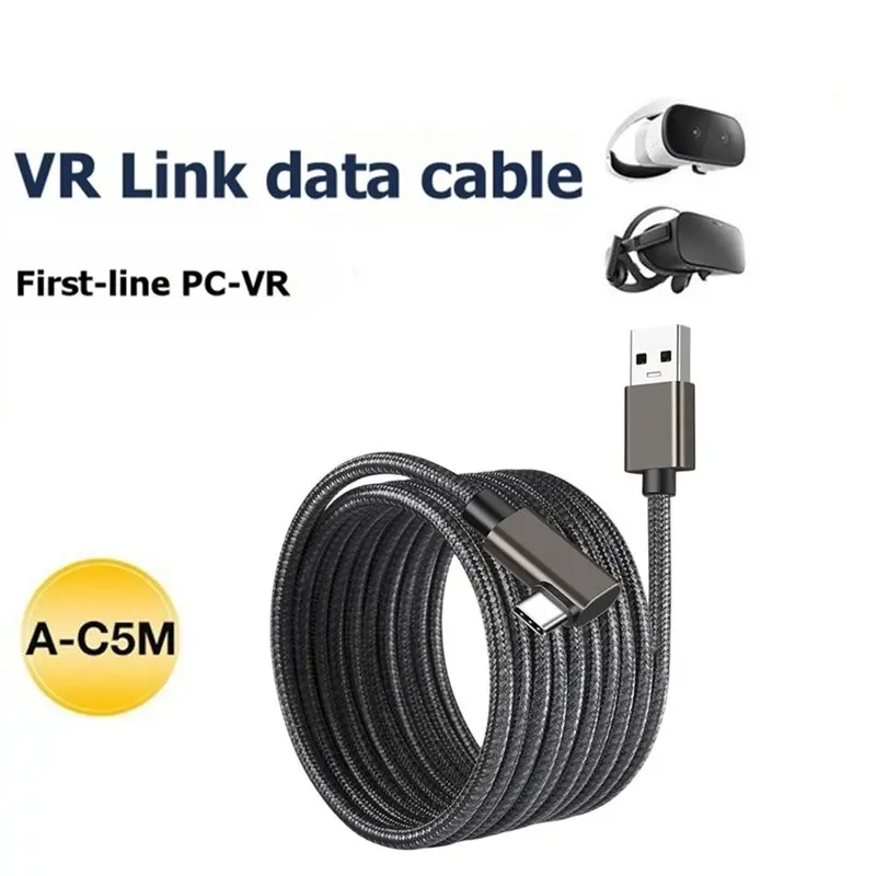 Daily sale USB A To Type C VR Cable USB C Data Cable Type C VR Link Cable USB3.0 Fast Charging 90 Degree For Oculus Quest 1/2