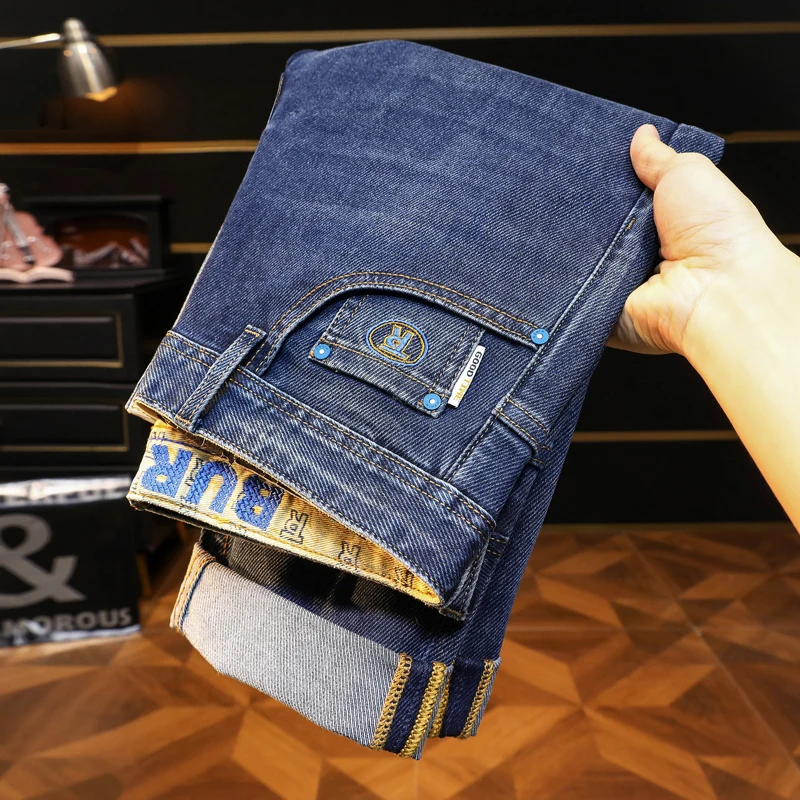 

BBL9916 Лидер продаж, большие диагональные высококачественные повседневные облегающие эластичные маленькие прямые джинсы для мужчин с большим быком