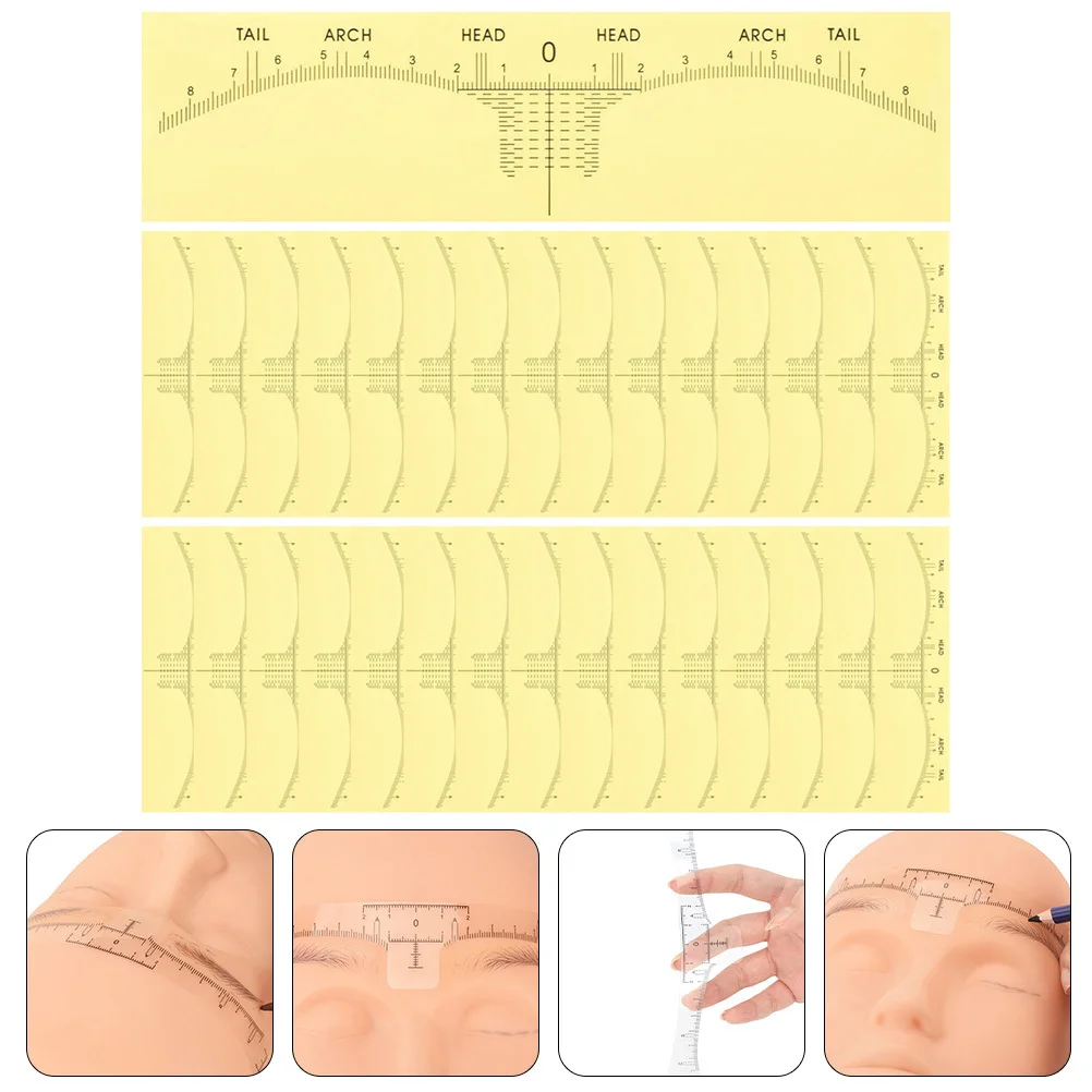 100pcs Disposable Stencil Kit Measuring Eyebrow Ruler For Women Brow Shaping Tools Makeup Eyebrow Line Positioning Ruler