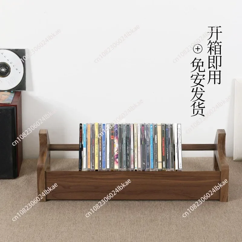 Solid Wood Desktop CD Storage Rack PS5 Game Disc Display Frame DVD Blu Ray Disc Music Record Collection Shelf