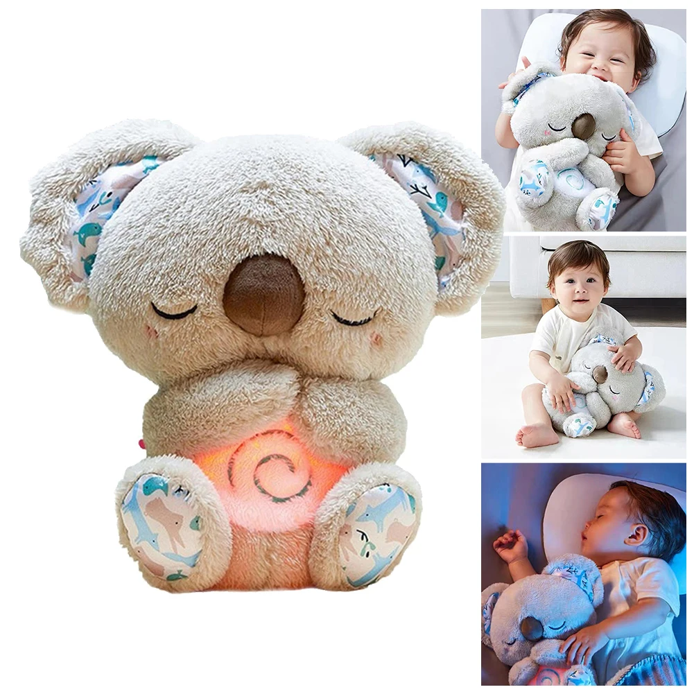 

30cm Kawaii Koala Soothing Musical Plush Toy Baby Sleeping Companion Sound and Light Doll Breathing Motion Koala Bear Toys Gifts