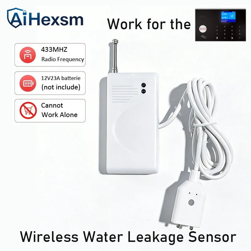 

1/2/5/6/8/10pcs 433mhz Water Leak Detector Sensor For Security System Underground Basement Sump Pump Overflow Alarm Hub Required