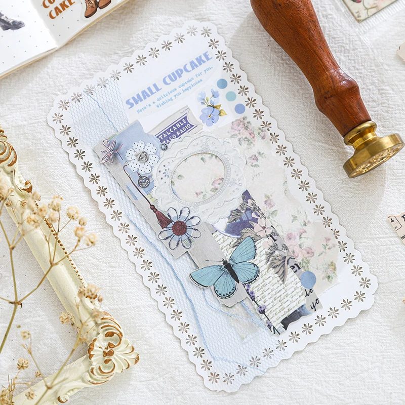 Journal GO 10pcs Cute INS Hollow out Material Paper Decorative Diary Album Scrapbooking Collage Material Junk Journal Stickers