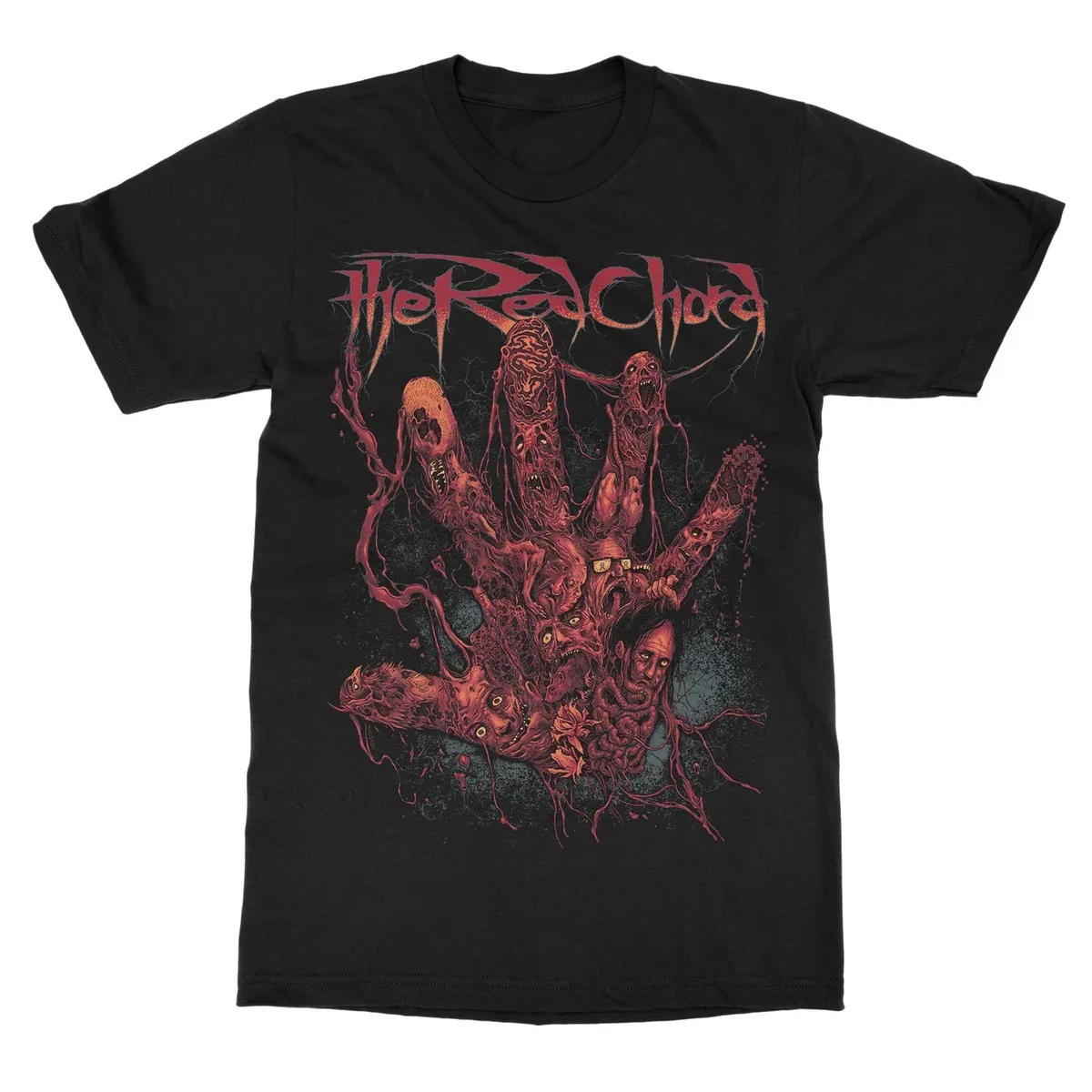 The Red Chord Bloody Drip Portrait Graphic T Shirt, Retro Punk Art Print with Sharp Red Band Lettering and Heart Elements
