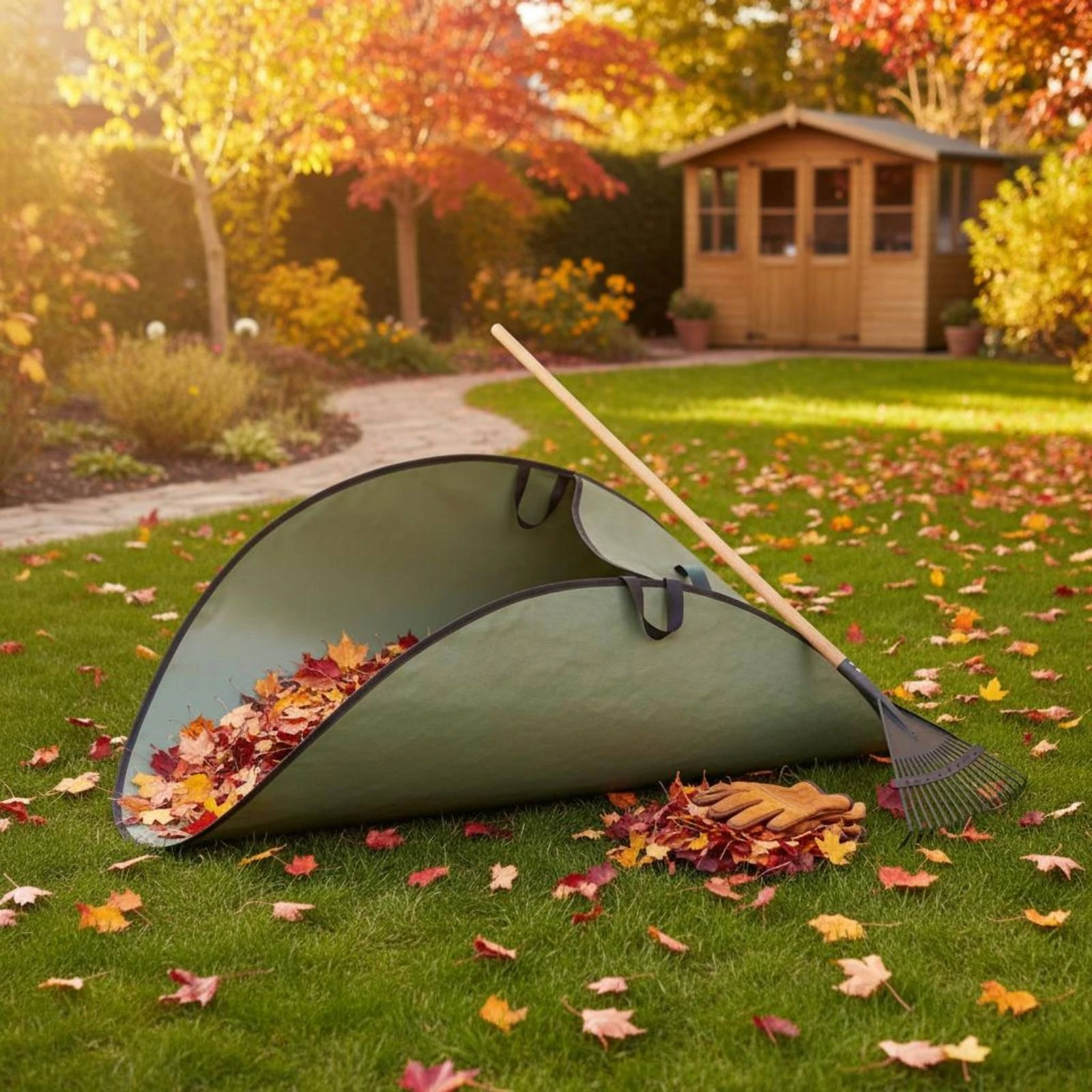 Garden Foliage Collection Bag Loop Handles Foldable Foliage Bag Reusable Yard Waste Container Space Saving