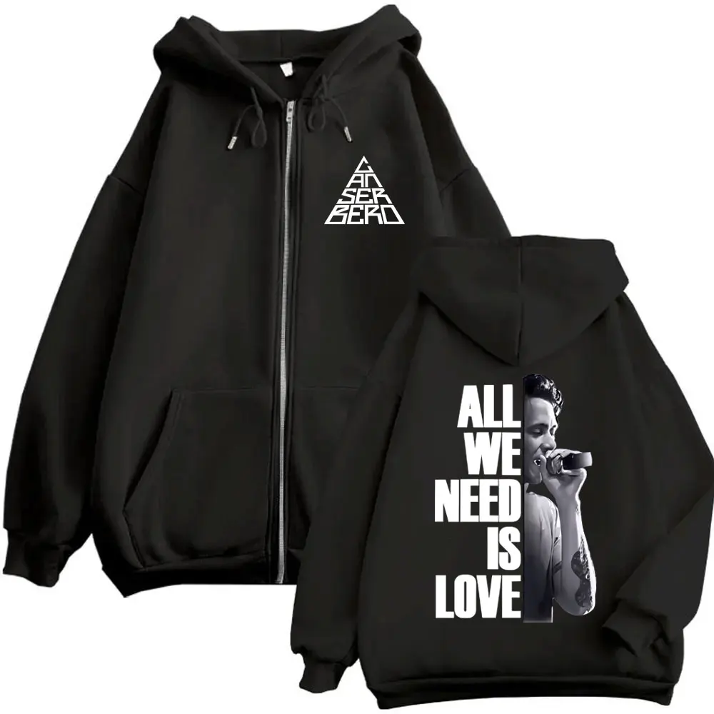 

Hot Rapper Canserbero Face Graphic Zipper Hoodie All We Need Is Love Zip Up Jacket Men Women Hip Hop Fashion Oversized Hoodies