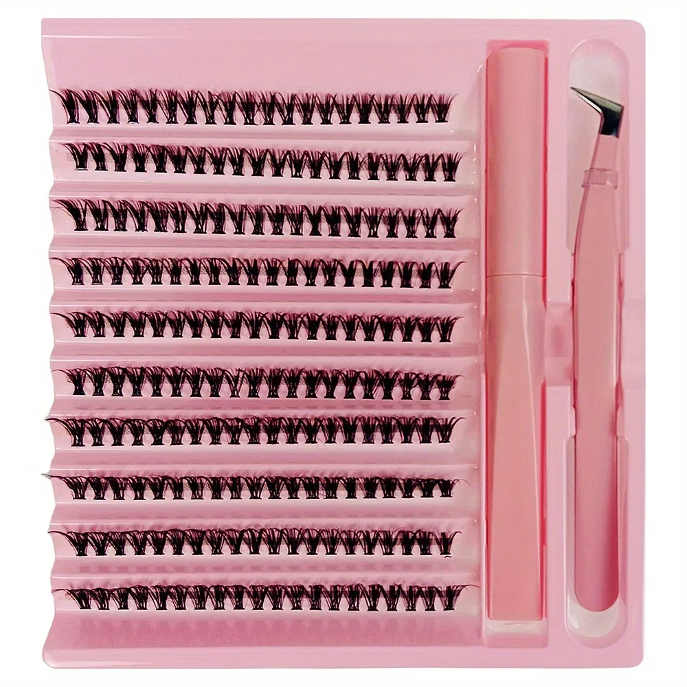 DIY Lash Extension Kit 200pcs Lash Clusters With Bond Cluster Lashes Wispy D Curling False Eyelash Clusters With Tweezers