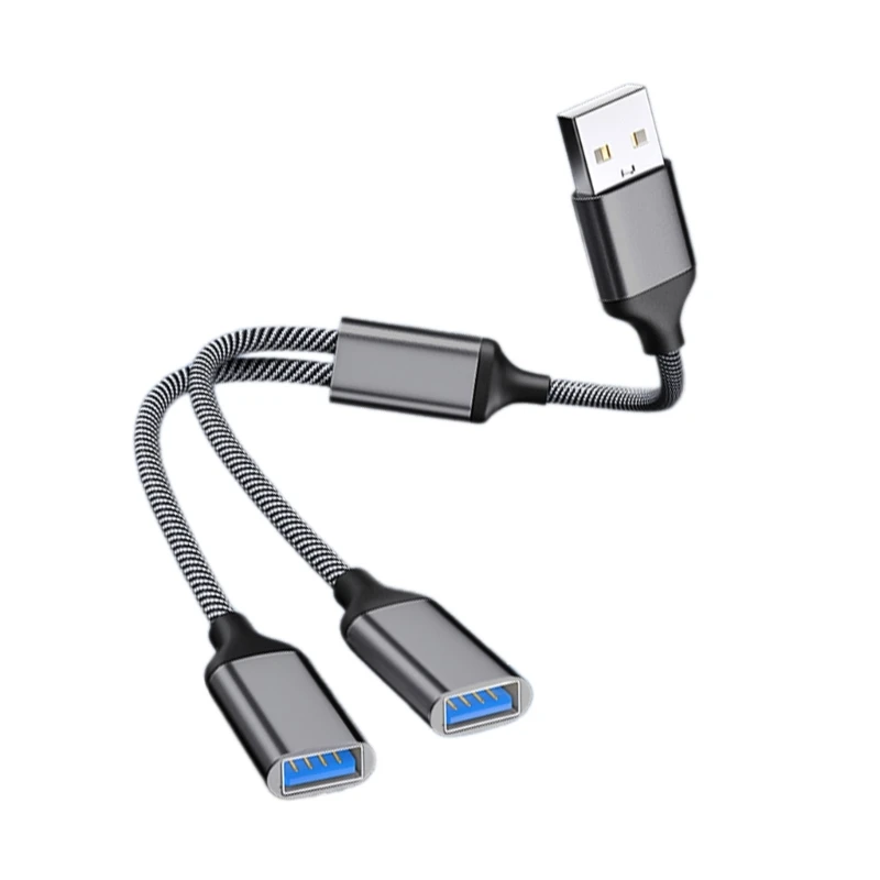 マルチポート USB スプリッタ ケーブル、USB 電源アダプタ 1 オス 2 メス (充電/データ転送用) 480Mbps スピード コード