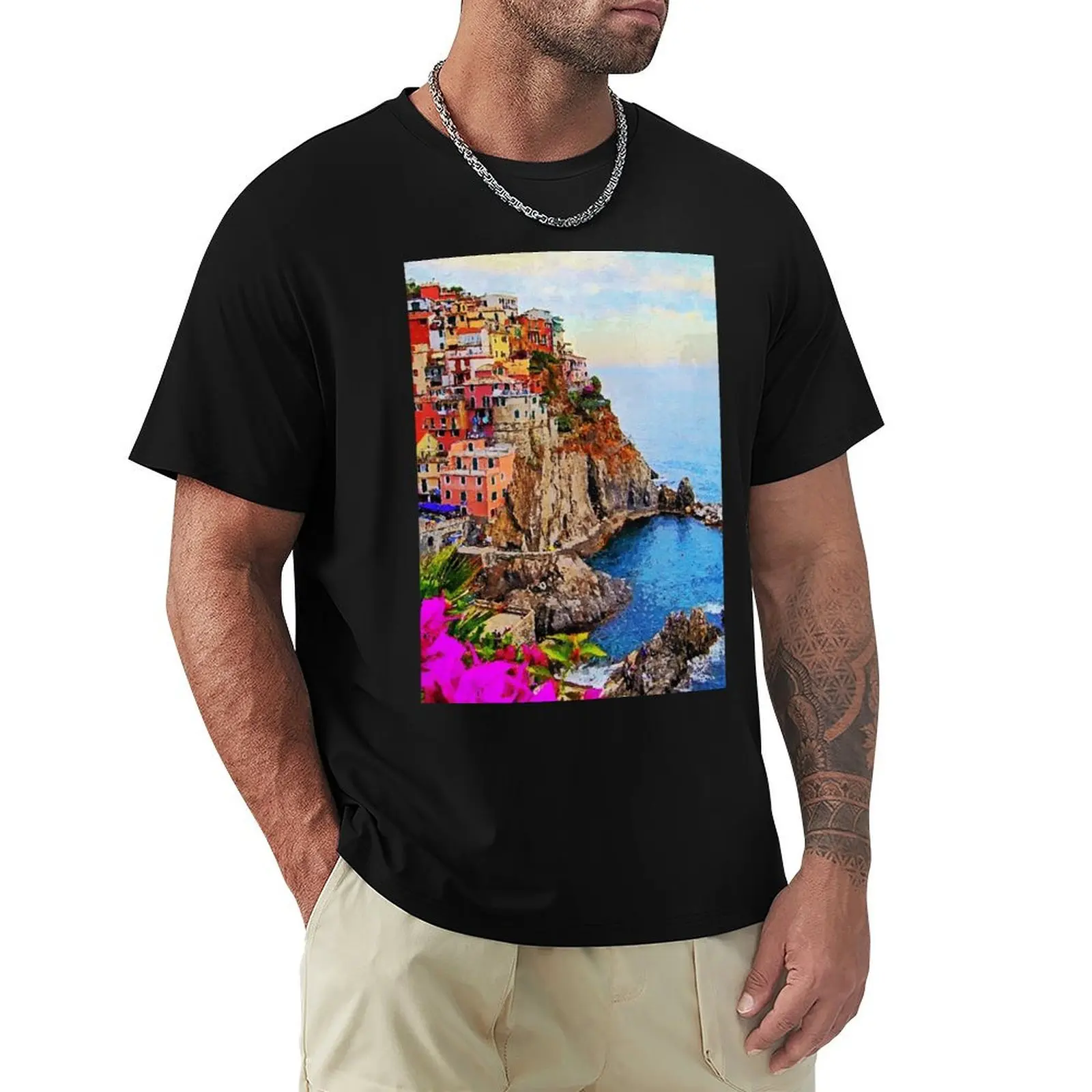 Italy, Cinque Terre T-Shirt Summer Fashion Casual Tee Shirt
