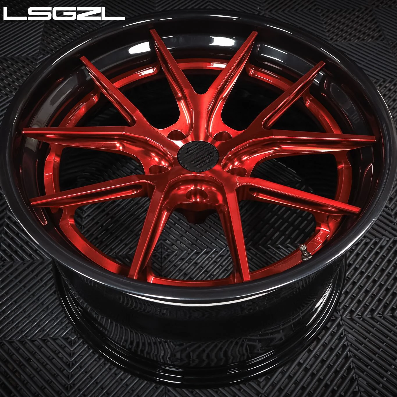 LSGZL Customize Forged Wheels 2 Pieces 17 18 19 20 Inch Red Spoke+black Lip 5x120 5x114.3 Car for Lexus BMW Audi Cadillac