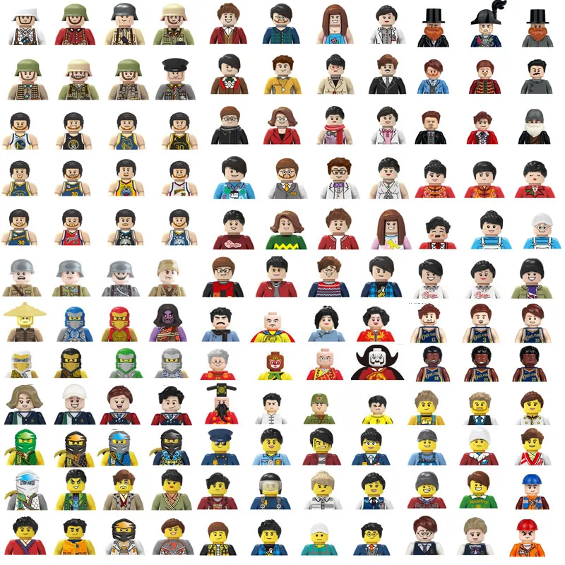 Kids 3D Family Figures Set Building Blocks City Worker Fireman Doctor Dolls Bricks Educational Toys For Children Birthday Gifts