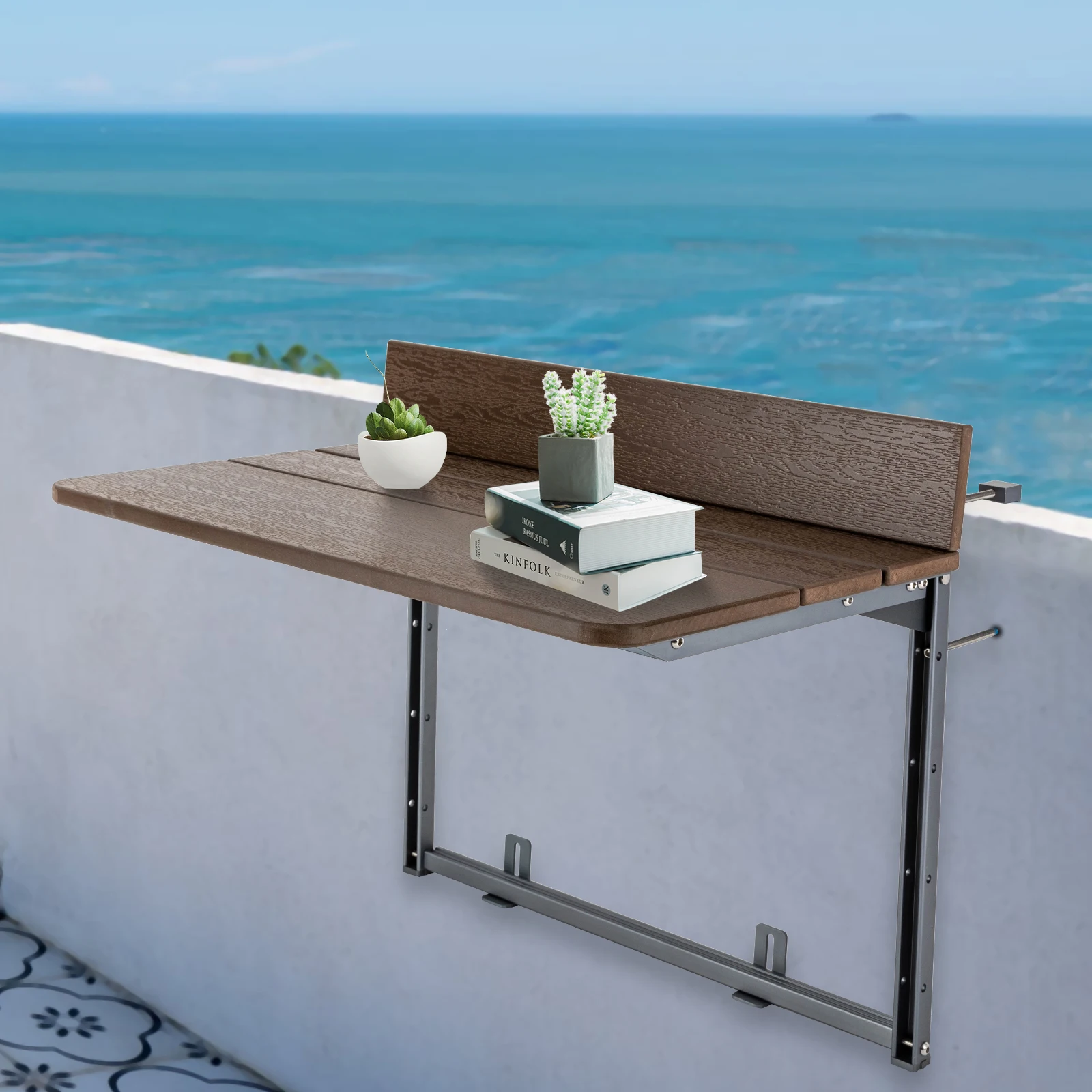 

Balcony Table for Railings Balcony Railing Hanging Table Folding Balcony Table Hanging Adjustable Deck Table for Patio Garden