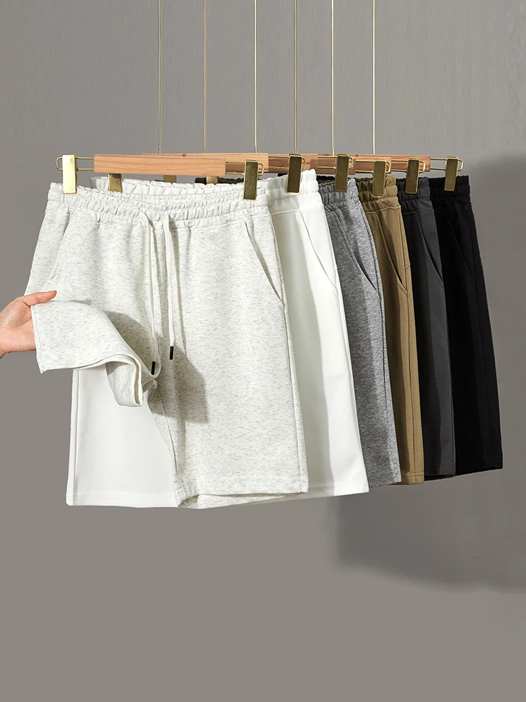 American retro heavyweight Chinese cotton casual shorts four seasons sports pants loose mid-length pants solid color shorts