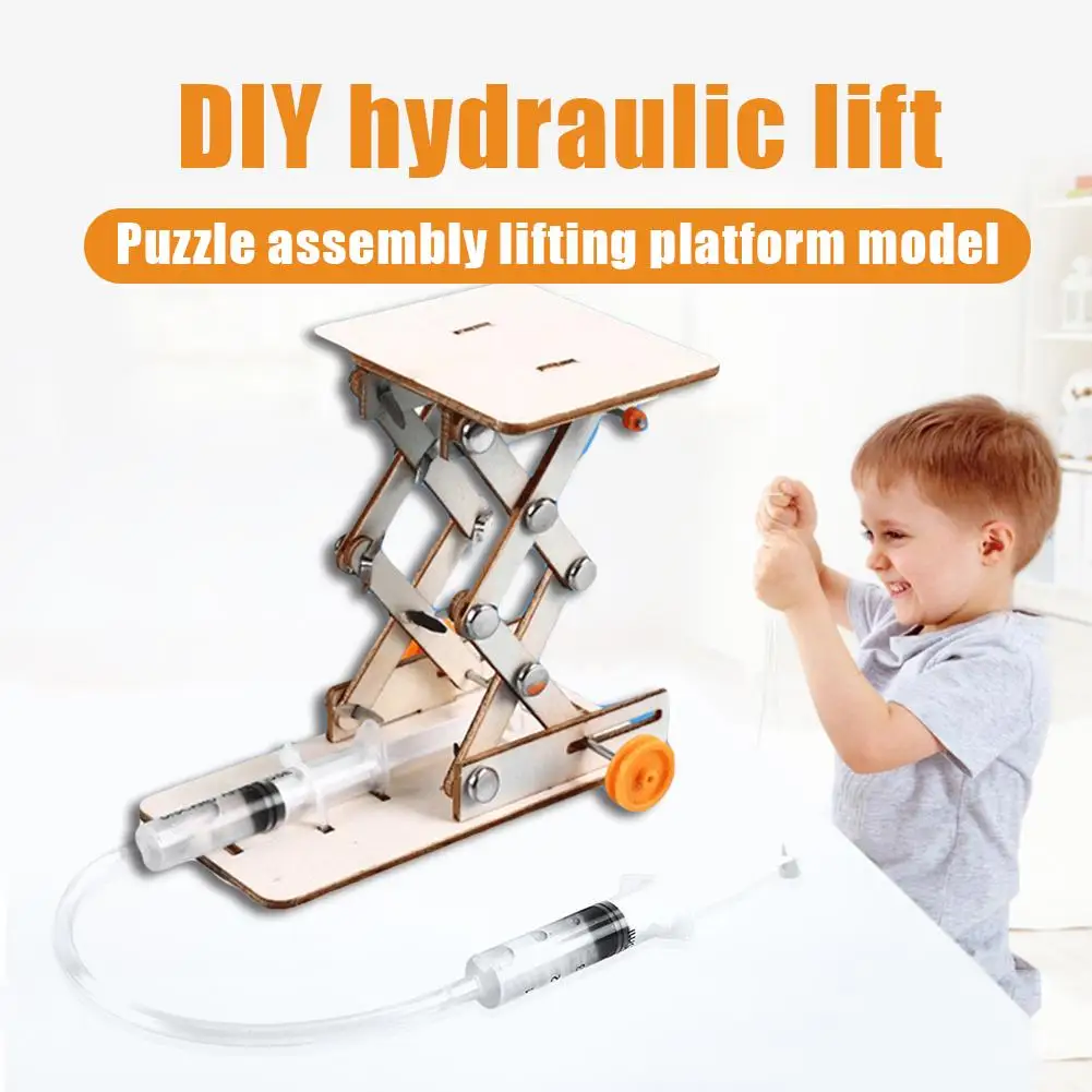 

Kids DIY Hydraulic Lift Table Model Scientific Experiment Kit Educational Toy suitable for train children's practicing ability