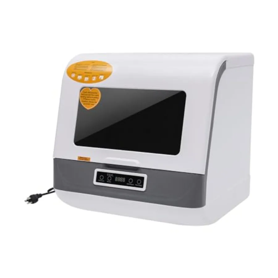 800W 110V Portable Countertop Dishwasher 5L Compact Mini Table Top Dishwasher with 3 Washing Conditions 360-Degree Water Sprayi