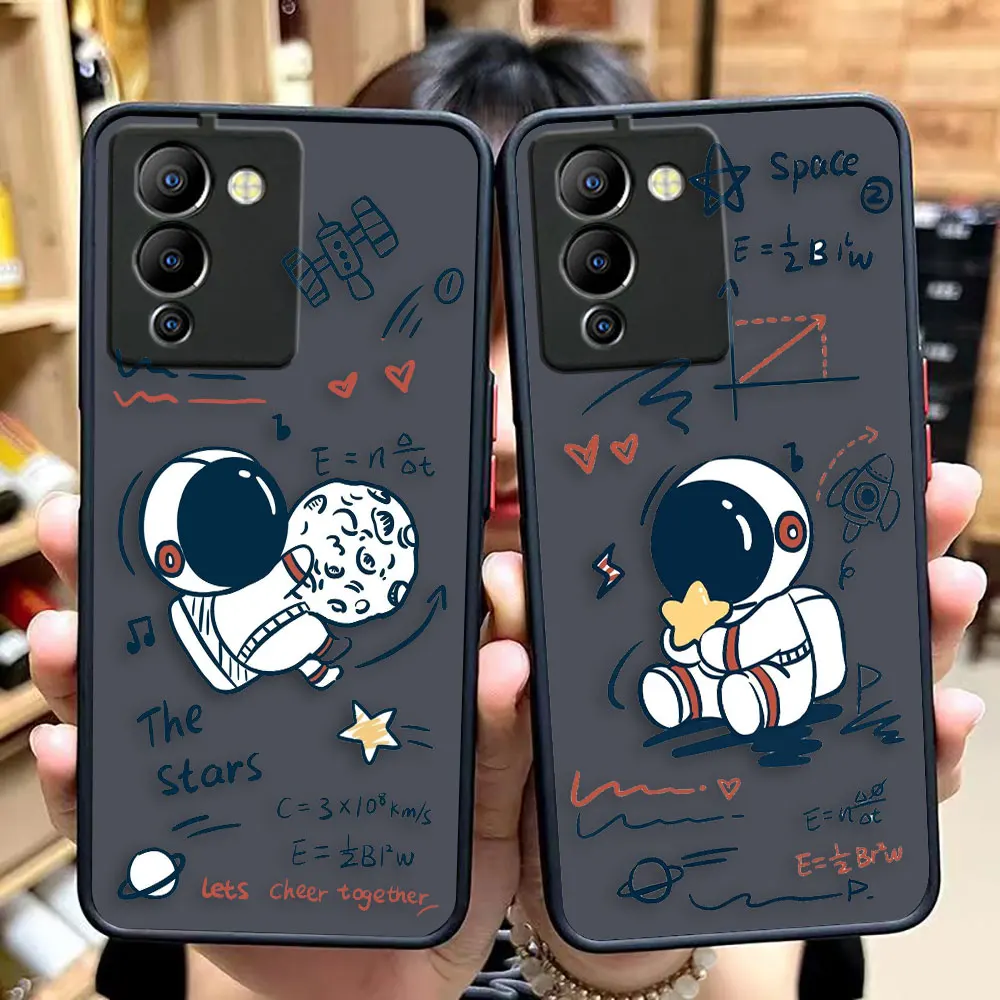 Matte Case for infinix NOTE 30 12 G96 11 10 8I 8 7 SMART 4 SPARK 8 8P 5 6 PRO Case Funda Capa Shell Cute Cartoon Astronaut Space