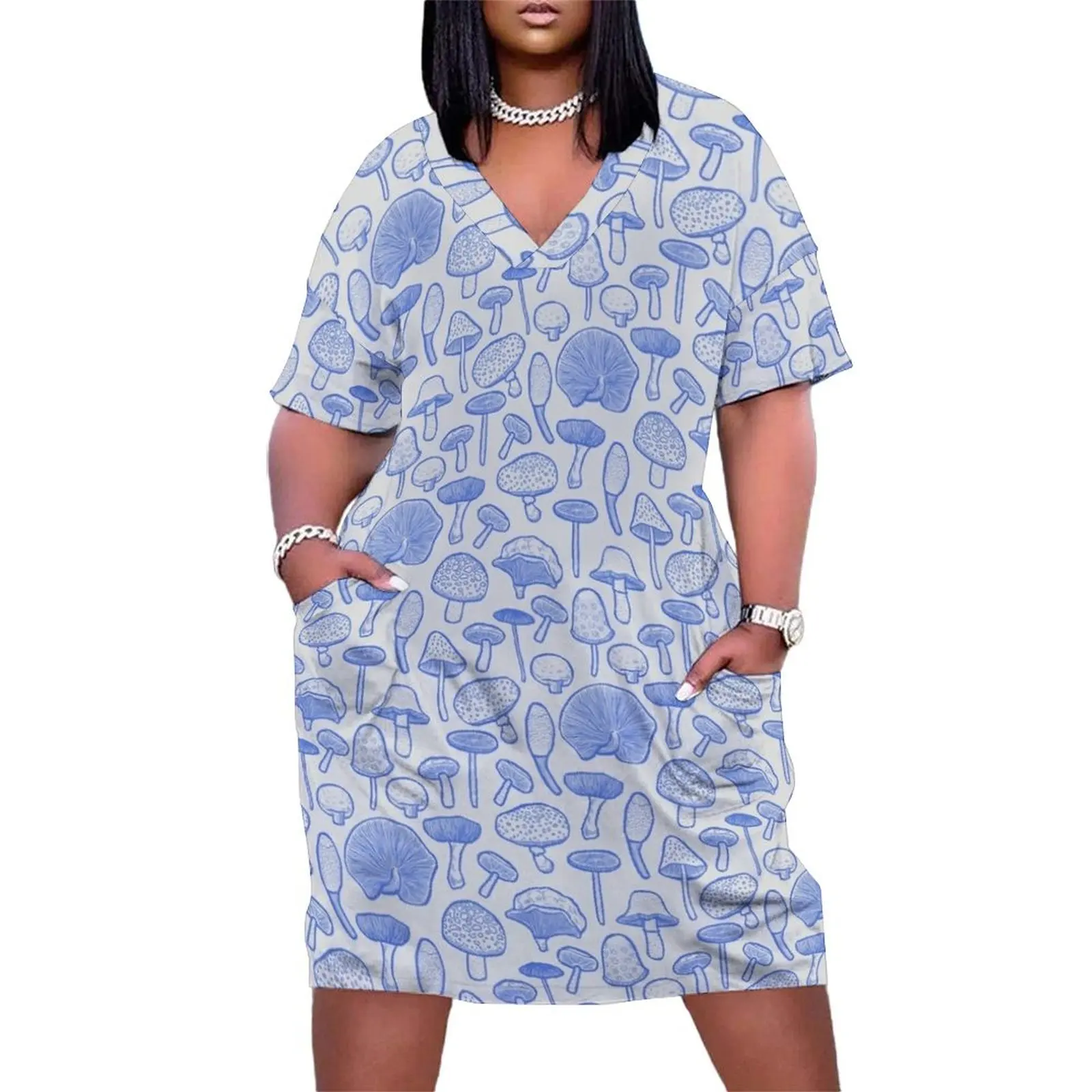 

Hand Drawn Mushrooms Collage Loose Pocket Dress loose women's dress dresses summer women dress women's summer dresses 2025