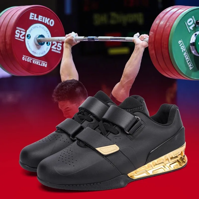 

Professional weightlifting shoes for men with rubber outsoles for strength training. Specialised shoes for deadlifts and squats.