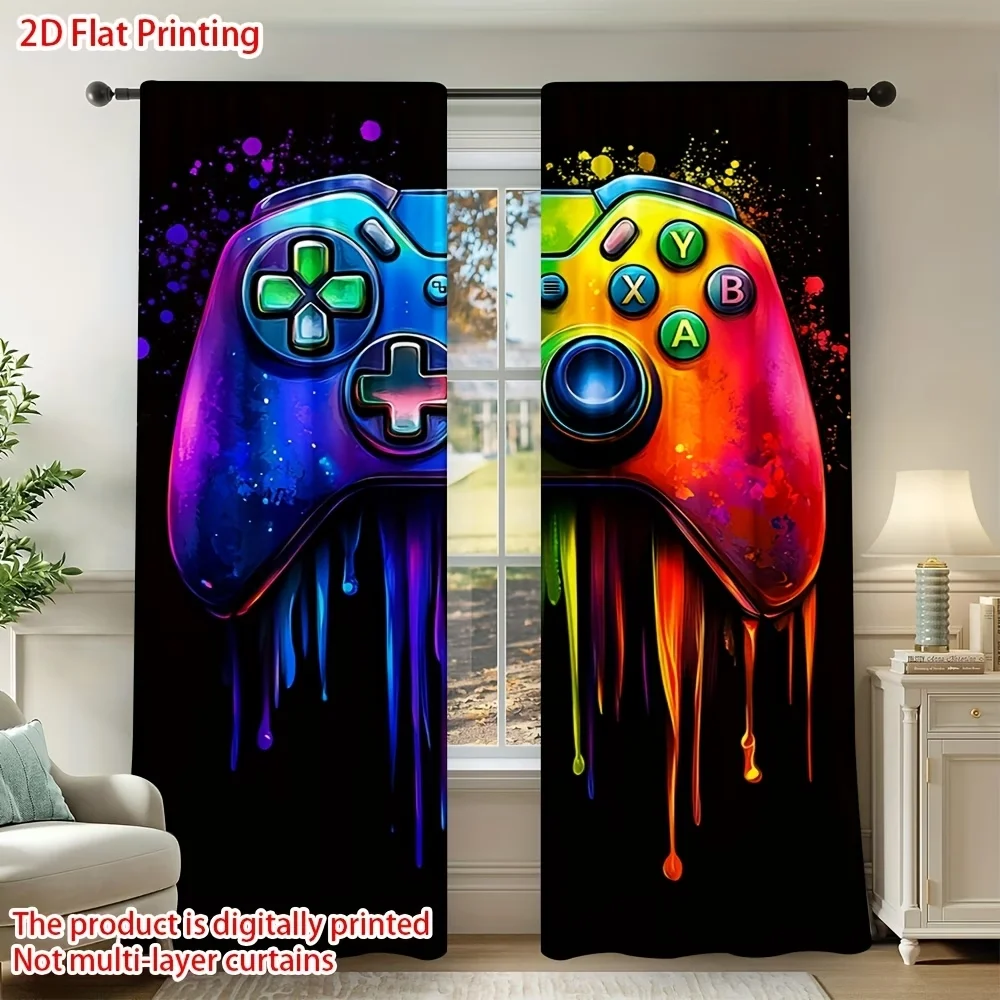 Home Decor Youtube Videos - 2PCS Digital Printed Curtains, Game Controllers