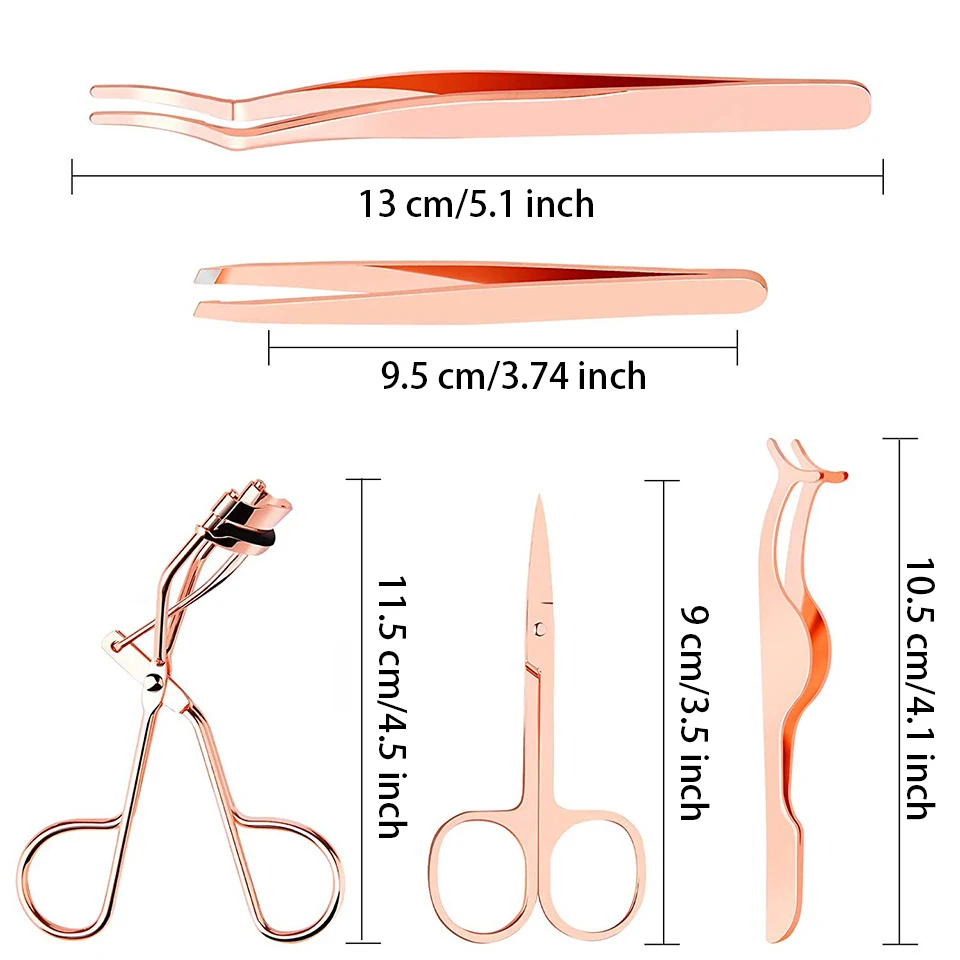 プロのアイブロウメイクアップツール、まつげカーラー、シリコンリフィルパッド、ピンセット、はさみ、メイクアップ、セットあたり5個