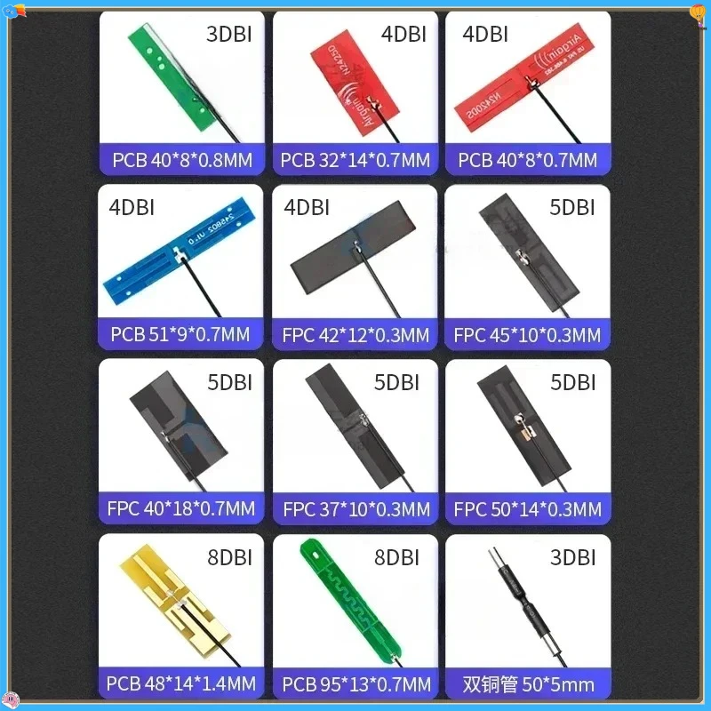 5Pcs/Lot 2.4G 5G 5.8G Dual Frequency With Built-in FPC Soft Board Wifi Bluetooth PCB Patch High Gain Antenna