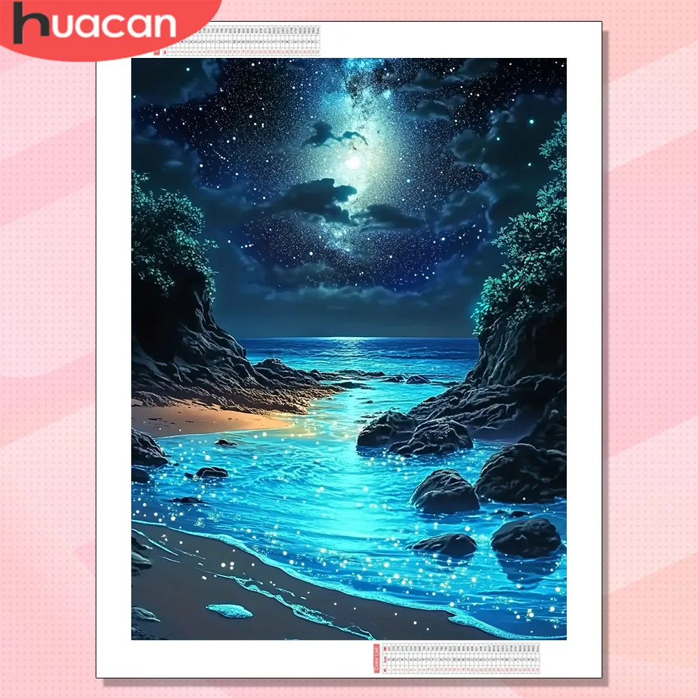 HUACAN Diamant-Mosaik Neue Kollektion Küstenlandschaft Einzigartiges Geschenk Strass Strand Diamantmalerei 5D Heimdekoration
