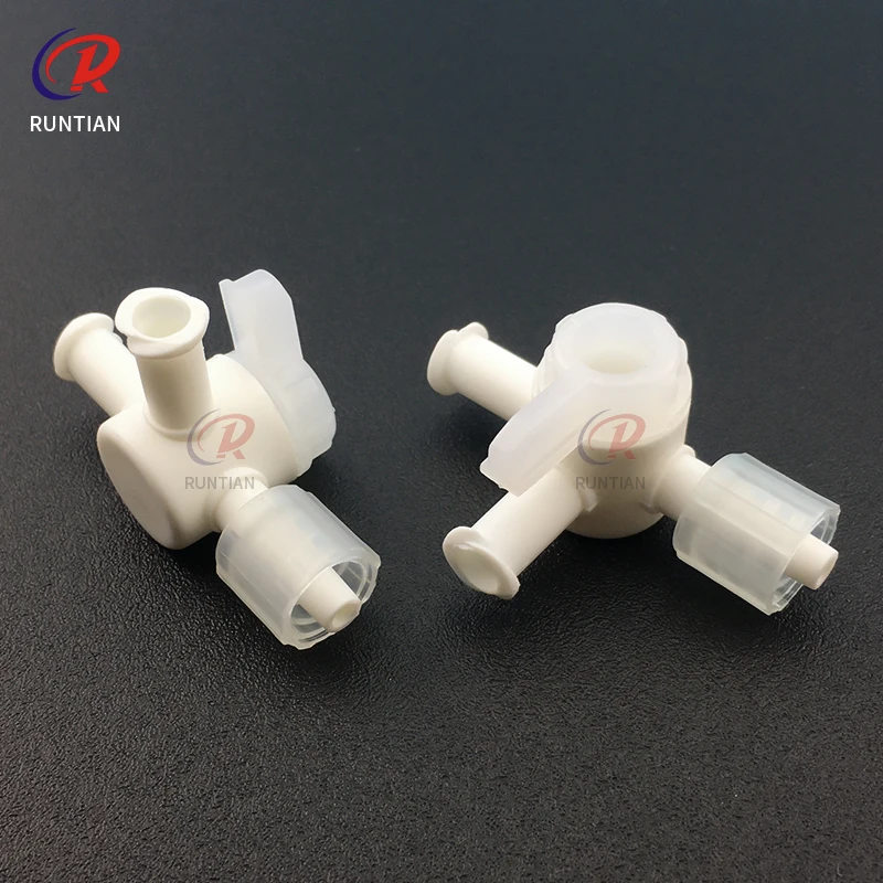 4pcs plastic 2 way ink valve for solvent and uv inkjet printer Manua 3 way vale corrosion resistant