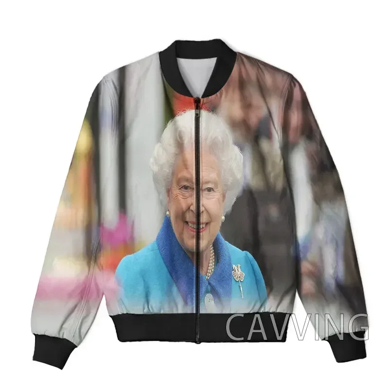 CAVVING 3D Printed  Queen Elizabeth II   Zipper Bomber Jackets Men Overcoat Mens Coat Zip Up Jackets for Women/Men