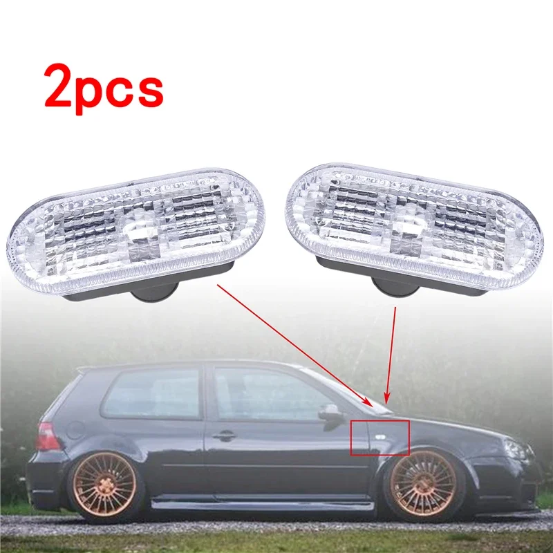 2 Pcs Car Turn Signal Lamps Amber Fender LED Lights Car-Styling Side Marker Lamp Cover For VW MK4 Golf/Jetta Bora Passat