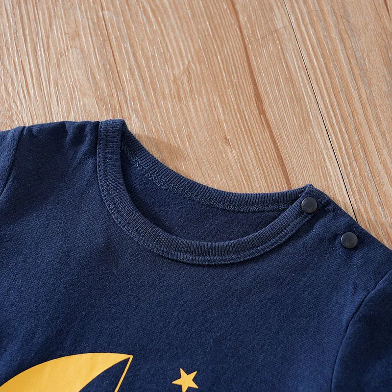 الفتيان والفتيات الكرتون القمر طباعة القطن ارتداءها ، مريحة ، عادية ، قصيرة الأكمام ، الطفل ، الصيف #3