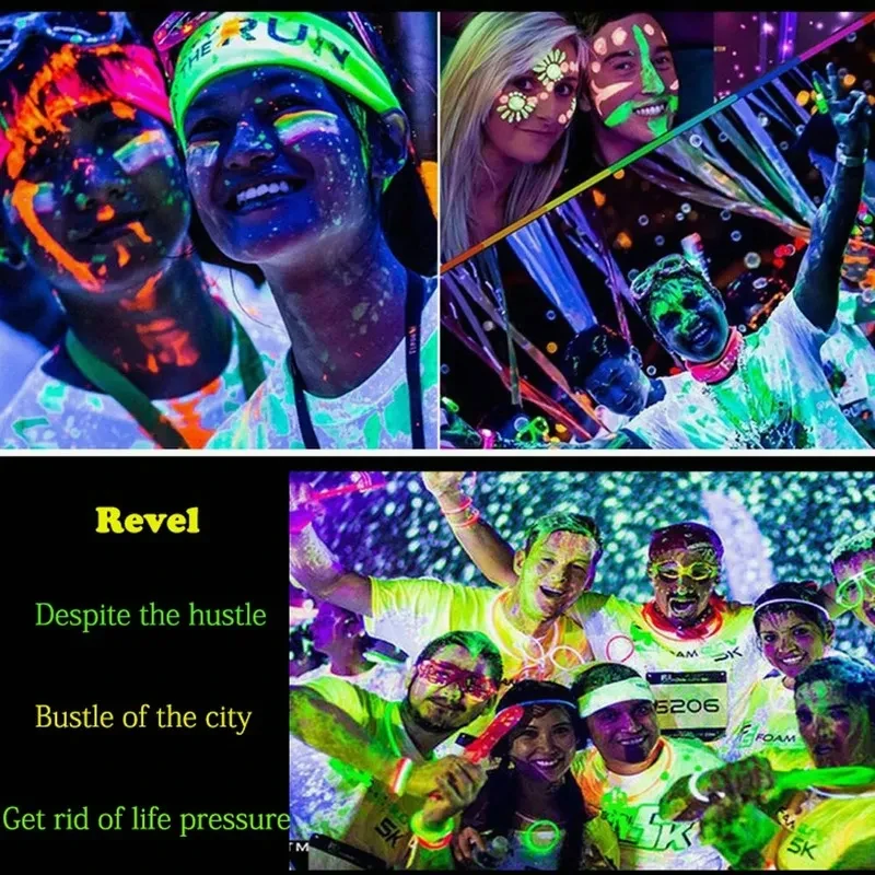 8 Colors Luminiscent Paint Face Body Art Paint UV Glow Fluorescent Glowing Halloween Party Fancy Dress Beauty Makeup Dark Paint