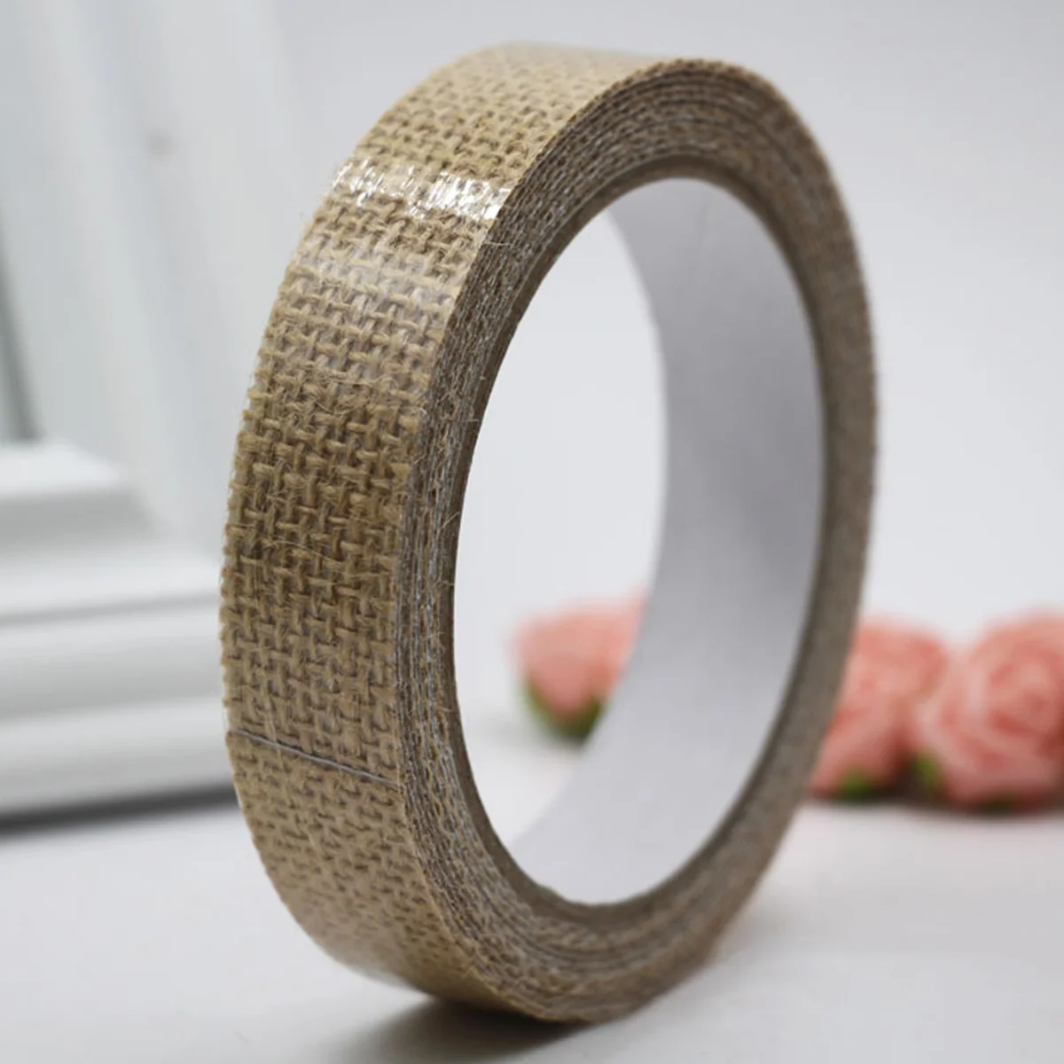 2 PCS Seamless Sticky Paper Tape Flax Scrapbooking Crafts Linen Trim Ribbon Adhesive