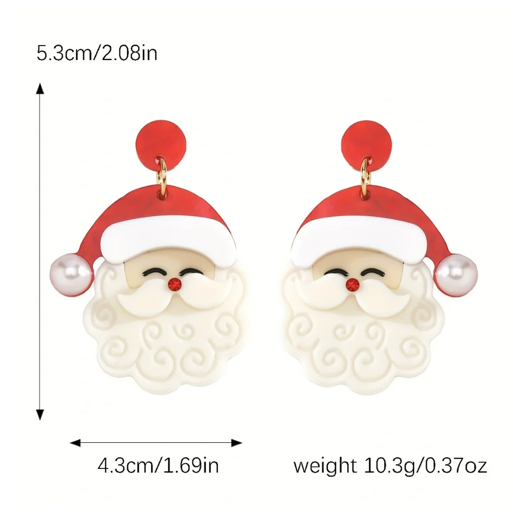 Dvacaman Christmas Cute Santa Claus Acrylic Drop Earrings,Celebrate Festival Party Gifts Women Accessories