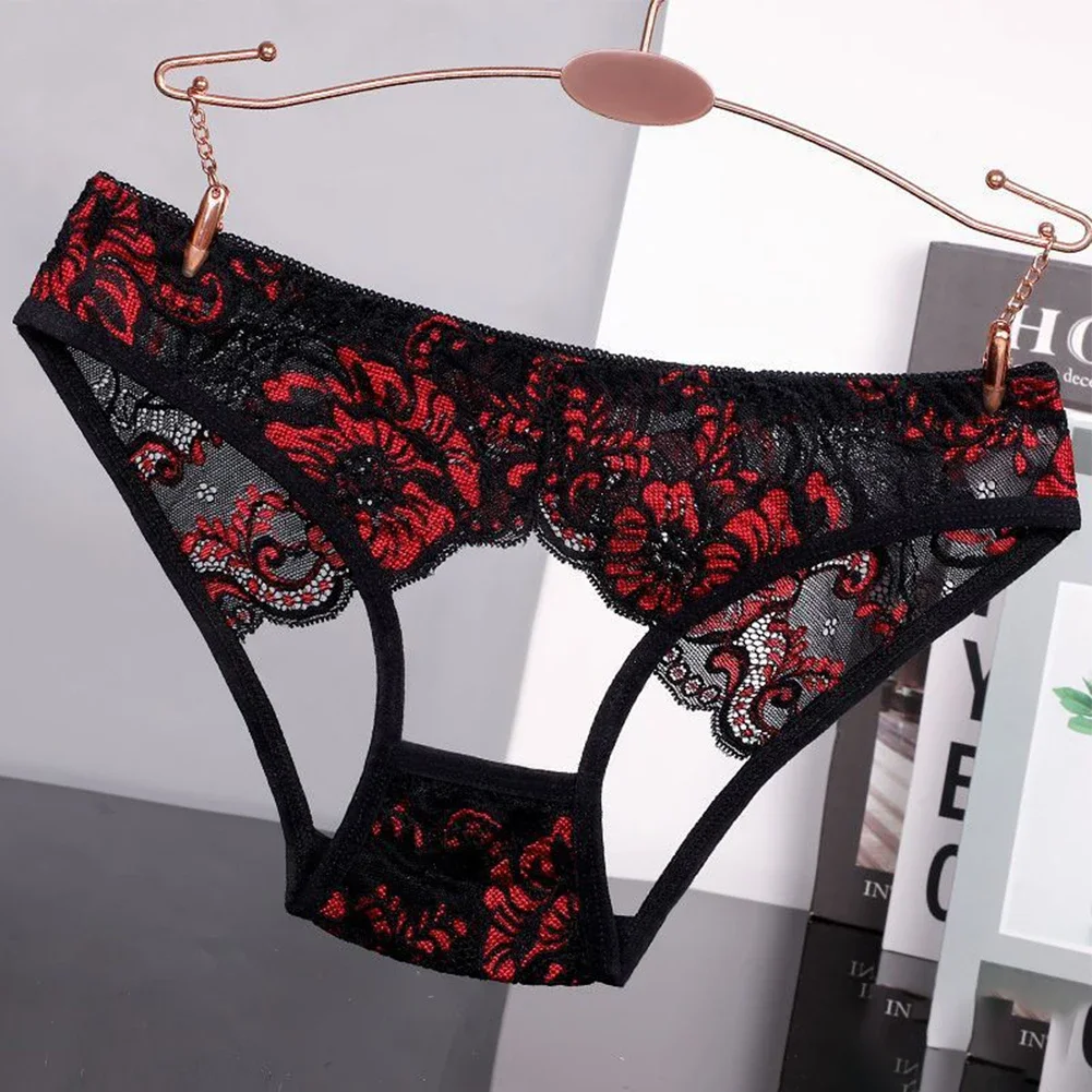 

Women Sexy Hollow Mesh Flower Embroidered Lace French Knickers Panties Lingerie Briefs Sheer Thongs Underwear Female Briefs