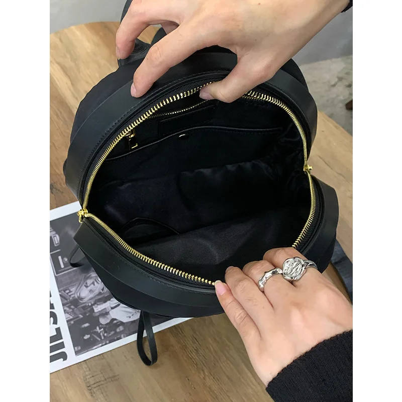 Fashion Waterproof Oxford Cloth and Genuine Leather Backpack for Women Nylon Versatile Lightweight Practical Travel Casual bag