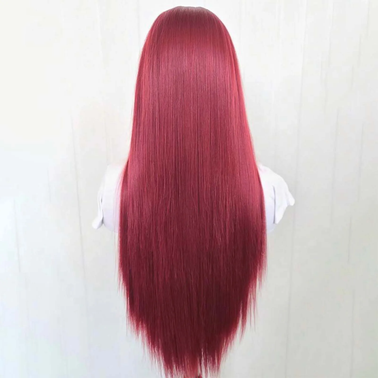 Red Wig Straight Synthetic Lace Front Wig Long Red Hair Wig Glueless Wigs Ready to Wear Burgundy Colored Lace Wigs for Women