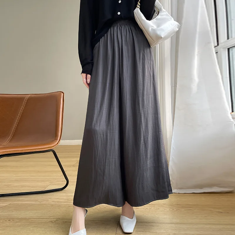 

New Summer High Waist Slimming Chinese Style Retro Pant for Women Loose and Versatile Wide Version Draping Half Skirt Trendy