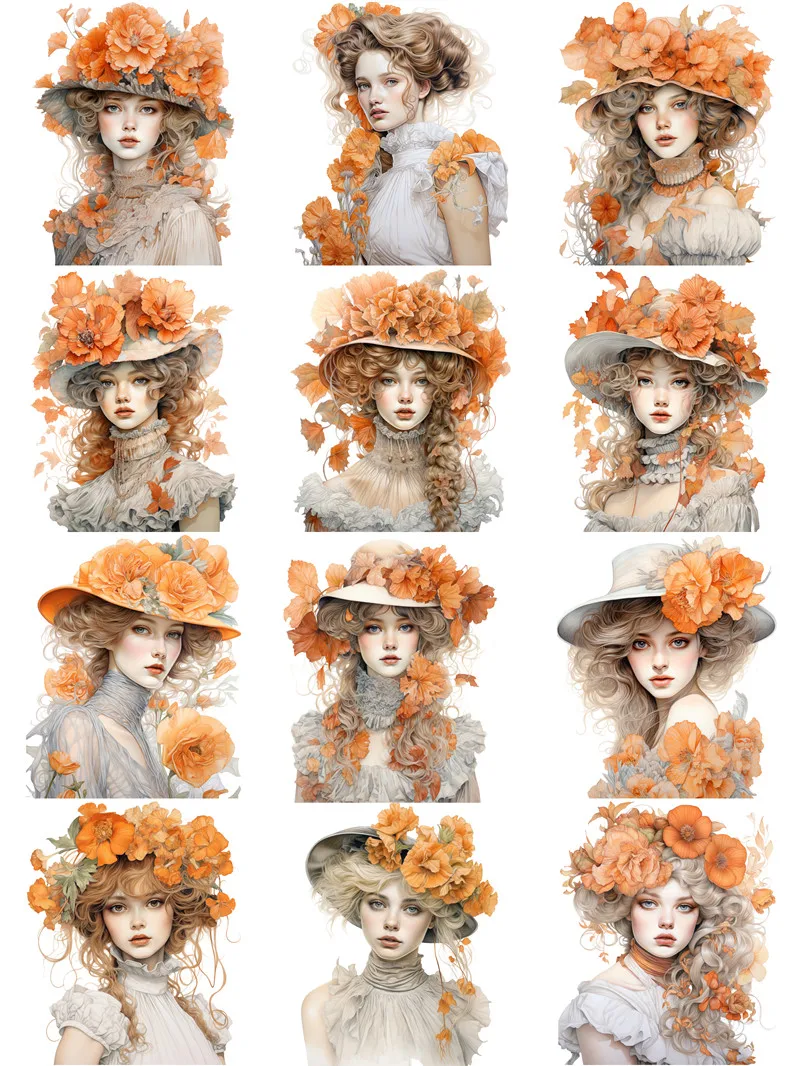 Flower Hat Girl Stickers Crafts And Scrapbooking stickers kids toys book Decorative sticker DIY Stationery