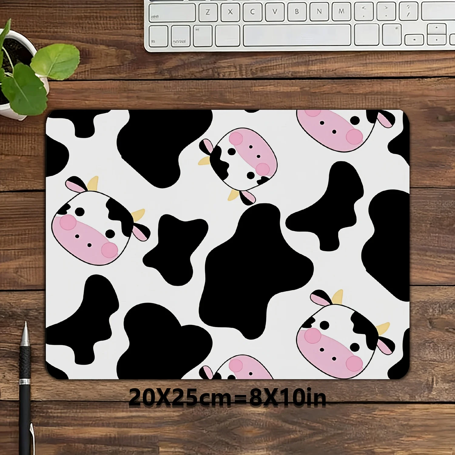 Chibi Cartoon Cow Print Desk Pad small mouse pad rubber anti-slip edge locking laptop office mat pc accessories gaming mats