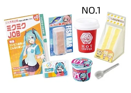 Boxed 1pcs Random style New Anime Hatsune Miku 39 Convenience Store Kaito kawaii Miniature Food props Model collect toys Gifts