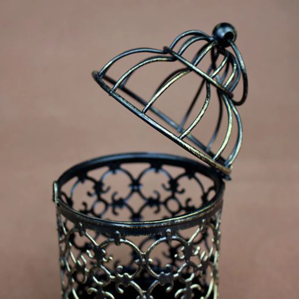 

Metal Iron Hollow Birdcage Candlestick Classic European Vintage Style Wedding Aromatherapy Home Desktop Holder Decoration