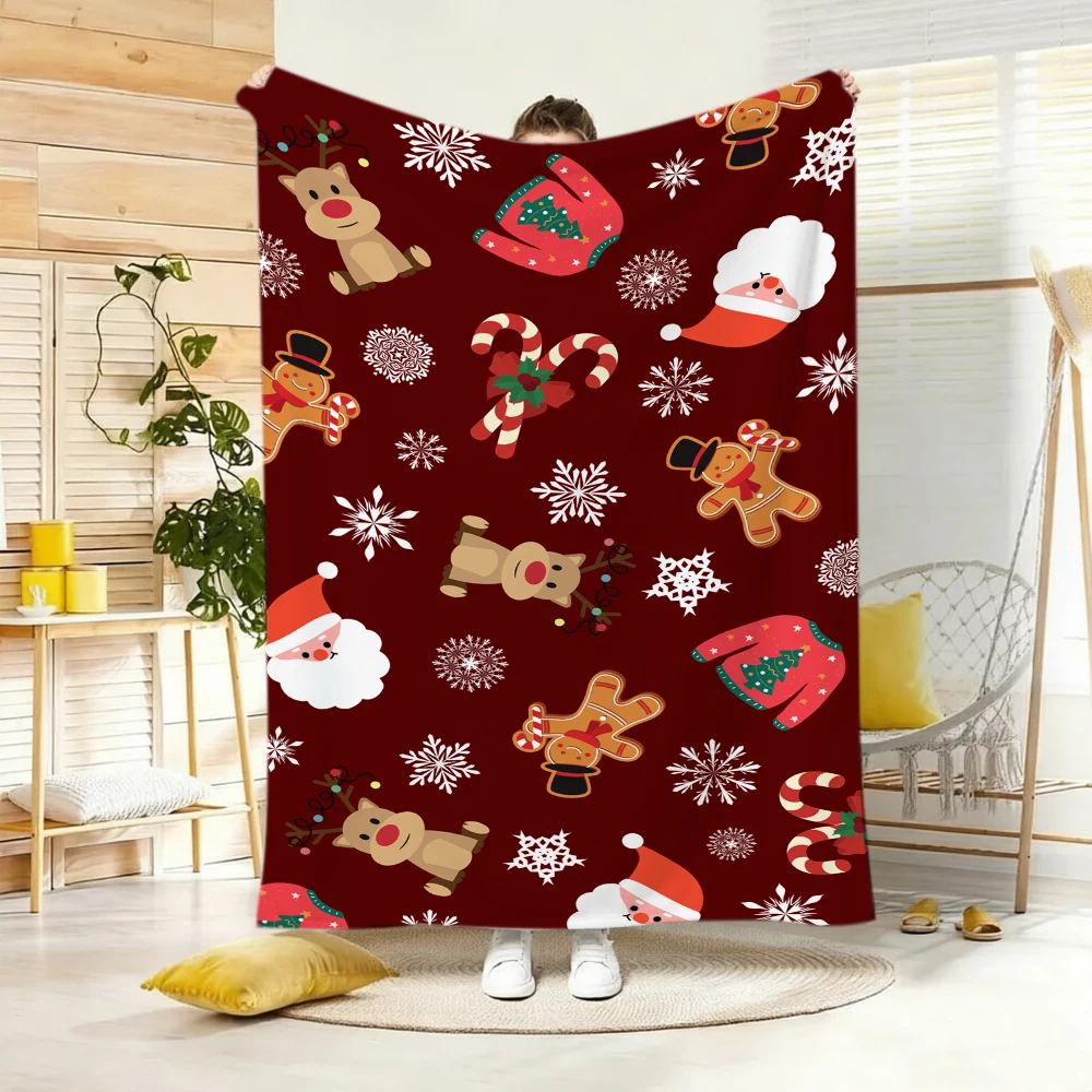Warm Beige Brown Gingerbread Christmas Tree Throw Blanket Cozy Couch Cover For Sweet Winter Holiday Home Decor Gift
