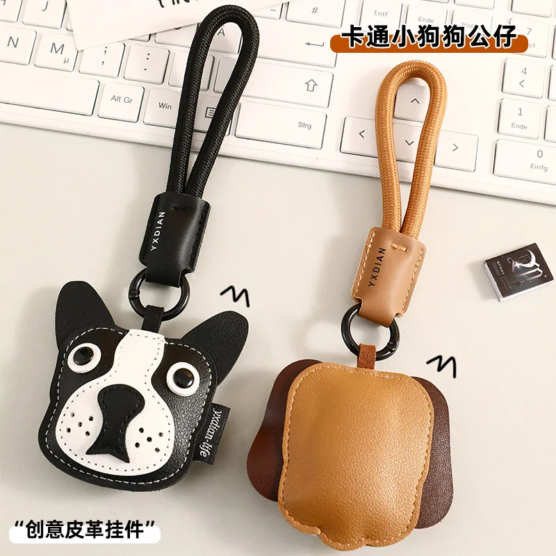 New Cute Leather Dogfighting Pendant Keychains For Women Y2k Bag Pendant Car Key Chains Jewelry Gift Decoration Accessories 2025
