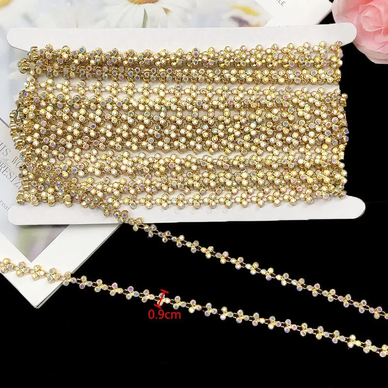 1 M Rhinestone Trim Chain Decoration Sew on Crystal Chain Clothing Shoes DIY Accessories