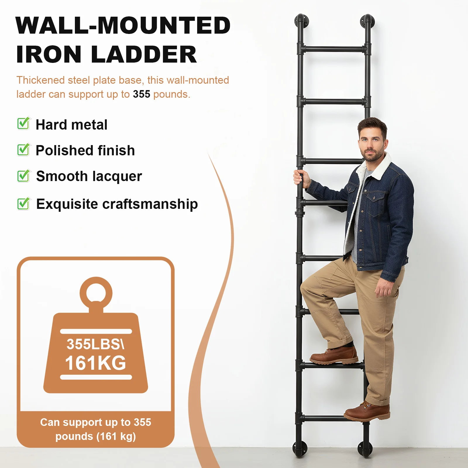 

Heavy-Duty Metal Ladder Multi-Purpose Fire Escape Ladder Floor-Standing Ladders for Basement & Attic Bunk Bed