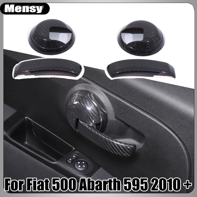 لشركة فيات 500 أبارث 595 2010 + ألياف الكربون مقبض السيارة الداخلي لوحة غطاء الزخرفية الملحقات الداخلية