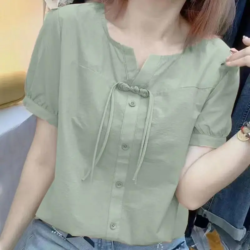 

Рубашки с коротким рукавом, женские поплиновые укороченные рубашки с воротником-стойкой, домашний комфорт, минималистичный, современный, художественный, студенческий, молодежный