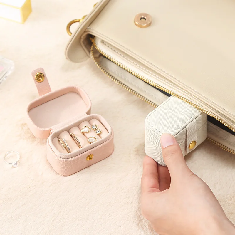 2023 Portable Mini Jewelry Box Organizer Travel Ring Earrings Holder Jewelry Display Case PU Leather Jewelry Storage Box Gifts