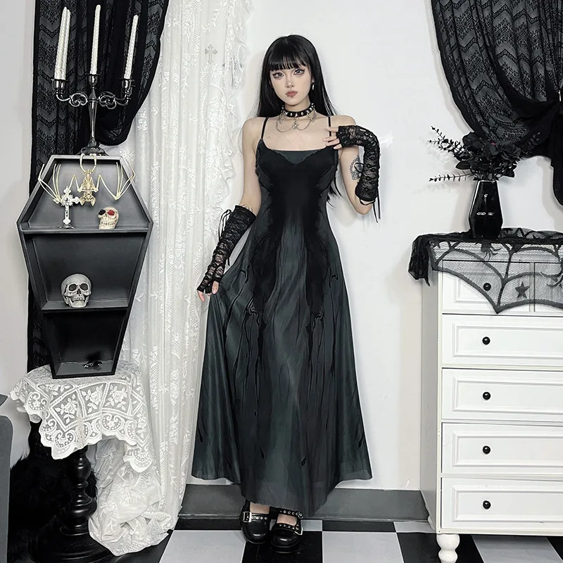 

JF24205 Summer New Style European And American Fashion Sexy Butterfly Mesh Position Print A-Line Halter Dress For Women